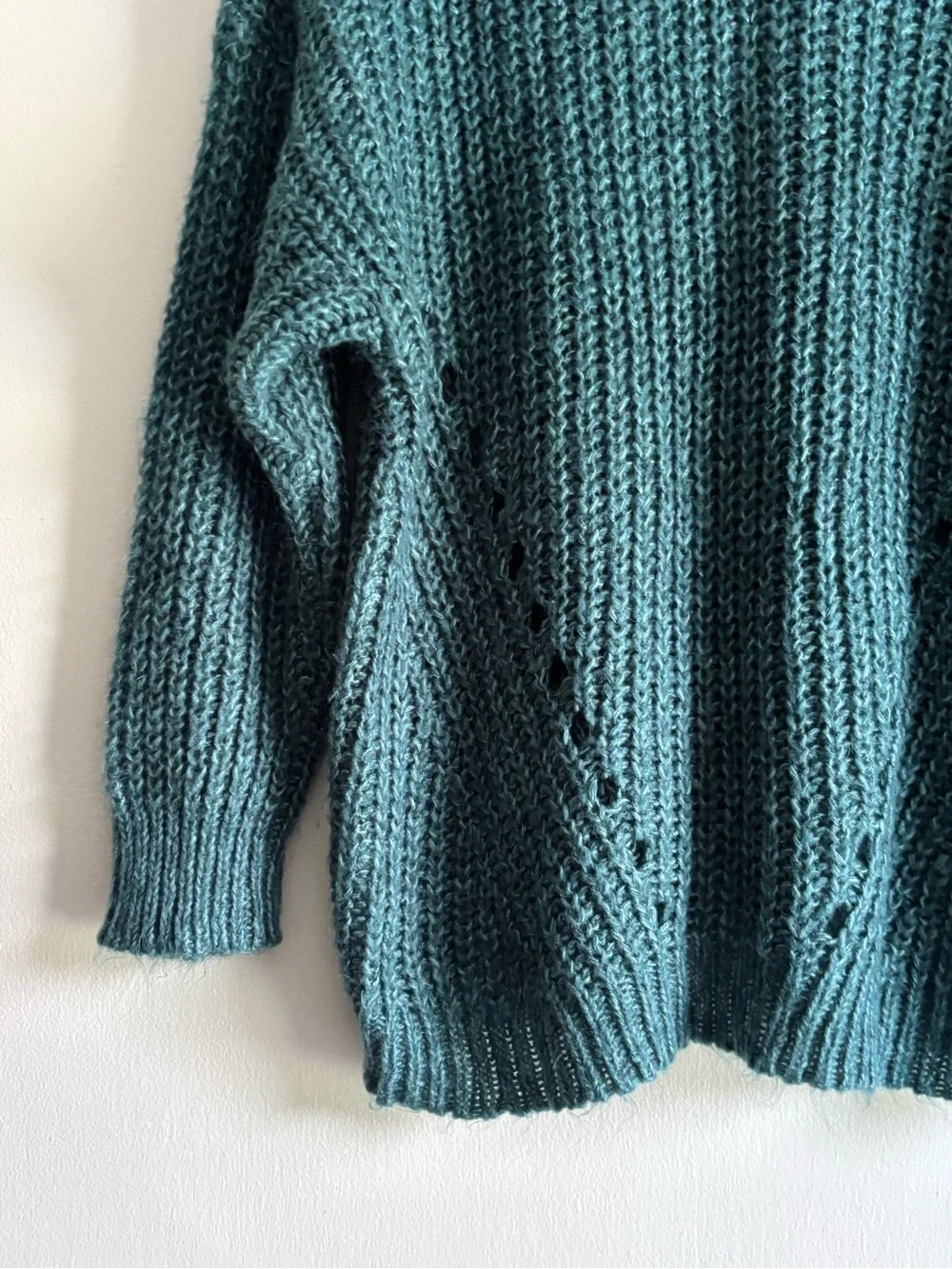 American Eagle Outfitters Teal Green Scoop-Neck Chunky Knit Sweater